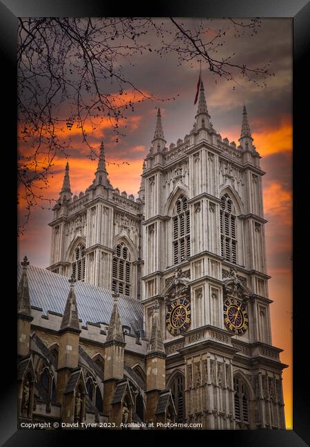 Westminster Abbey at Sunset Framed Print by David Tyrer