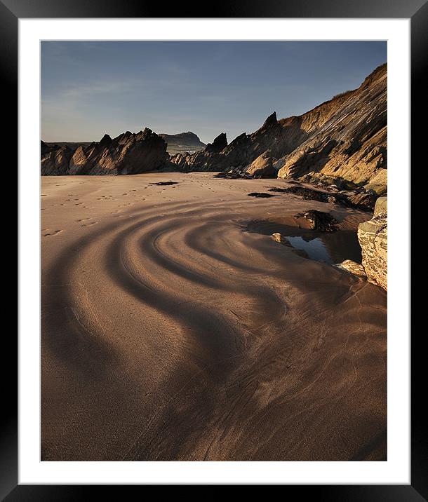Whitesands Bay Sand Pattern Framed Mounted Print by Creative Photography Wales