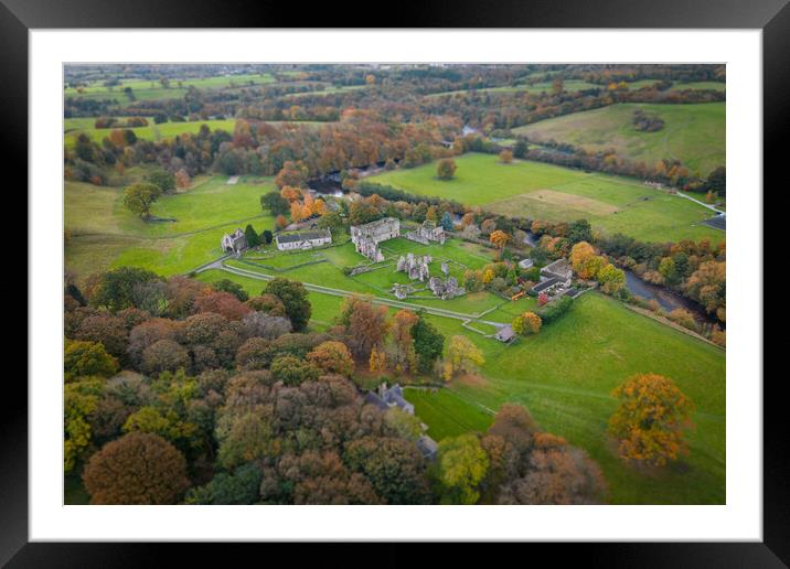 Easby Abbey From The Air Framed Mounted Print by Apollo Aerial Photography
