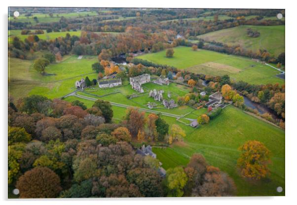 Easby Abbey From The Air Acrylic by Apollo Aerial Photography