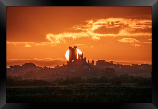 Sunrise behind Ely Cathedral, 23rd September 2023 Framed Print by Andrew Sharpe