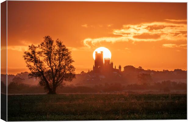 Sunrise behind Ely Cathedral, 23rd September 2023 Canvas Print by Andrew Sharpe