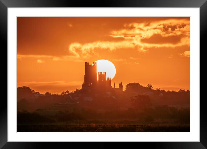 Sunrise behind Ely Cathedral, 23rd September 2023 Framed Mounted Print by Andrew Sharpe