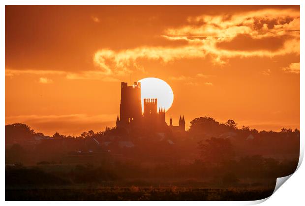 Sunrise behind Ely Cathedral, 23rd September 2023 Print by Andrew Sharpe