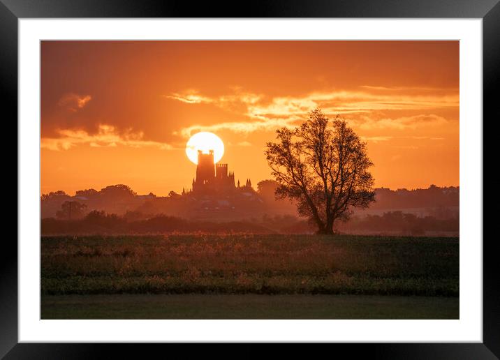 Sunrise behind Ely Cathedral, 23rd September 2023 Framed Mounted Print by Andrew Sharpe