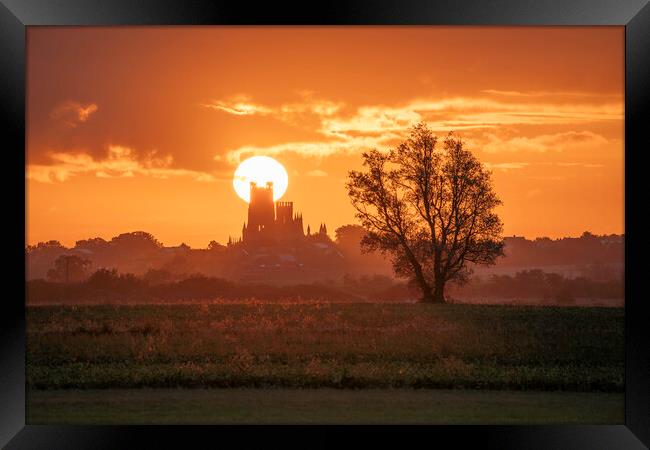 Sunrise behind Ely Cathedral, 23rd September 2023 Framed Print by Andrew Sharpe