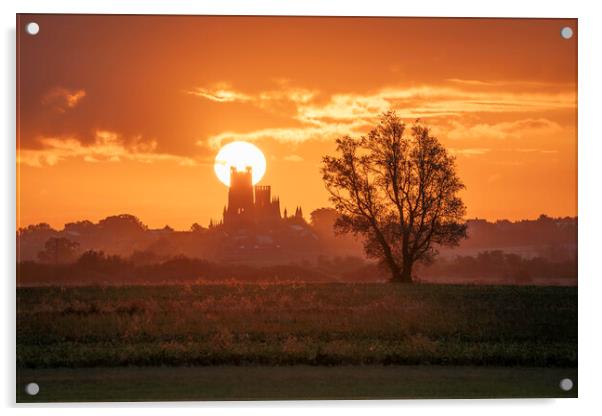 Sunrise behind Ely Cathedral, 23rd September 2023 Acrylic by Andrew Sharpe