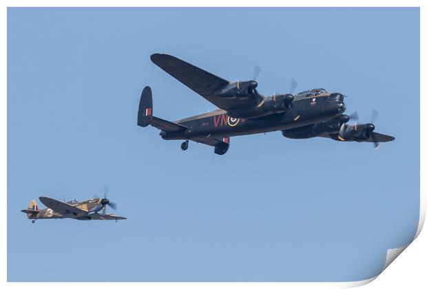 BBMF Lancaster and Spitfire Print by J Biggadike