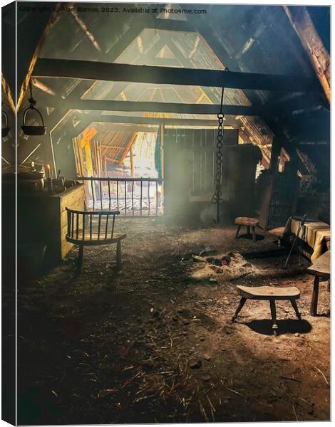 Peat fire inside a Blackhouse  Canvas Print by Alan Barnes