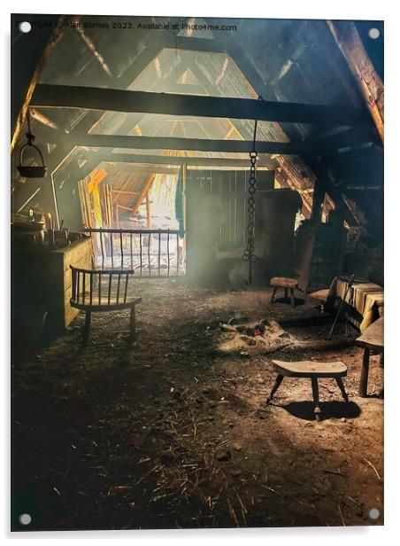 Peat fire inside a Blackhouse  Acrylic by Alan Barnes