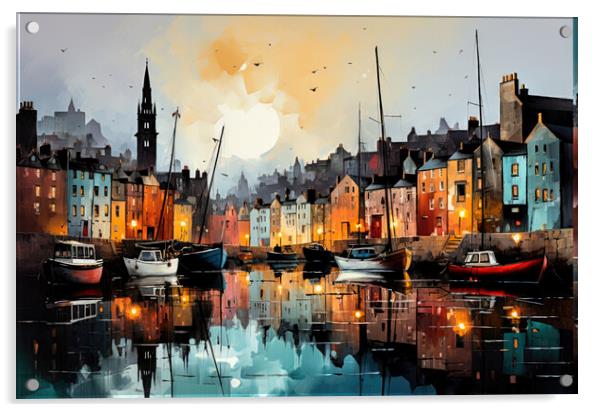 Scottish harbour Acrylic by Brian Tarr