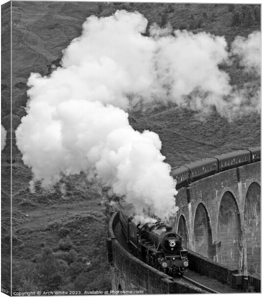 Jacobite Steam Train crossing Glenfinnan Viaduct,  Canvas Print by Arch White