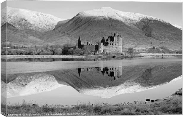 Kilchurn Castle reflected in Loch Awe, Argyll and  Canvas Print by Arch White