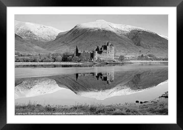 Kilchurn Castle reflected in Loch Awe, Argyll and  Framed Mounted Print by Arch White