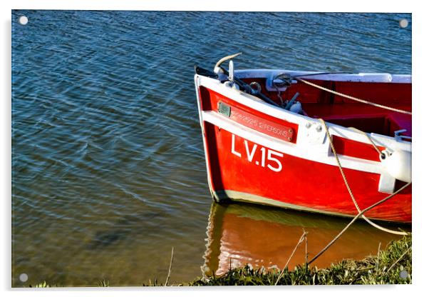 Red and white Boat Tollesbury, Essex Acrylic by Steven Dale