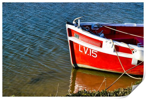 Red and white Boat Tollesbury, Essex Print by Steven Dale