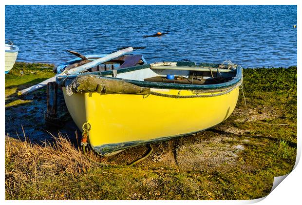 Yellow Boat Tollesbury Print by Steven Dale