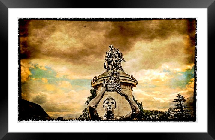 'A Kingdom for a Stage' - Shakespeare statue, Stra Framed Mounted Print by Cass Castagnoli