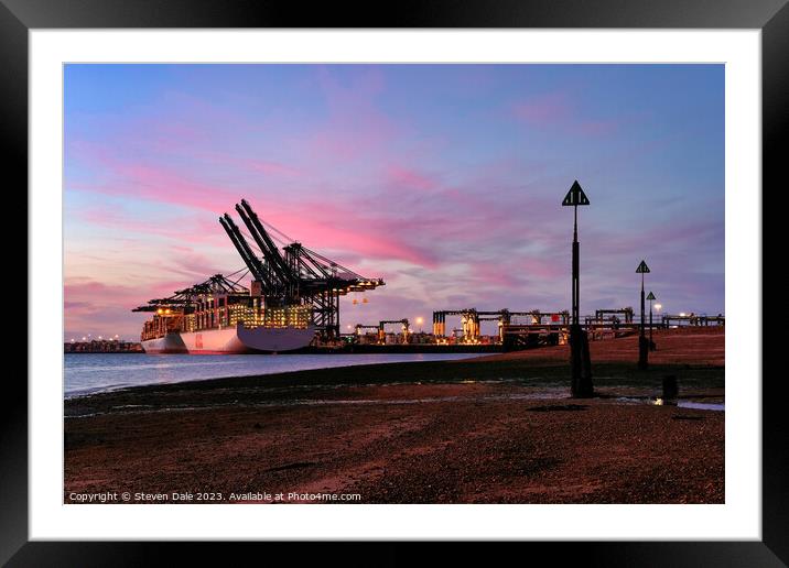 OOCL Indonesia Container Ship Loading Harwich Framed Mounted Print by Steven Dale