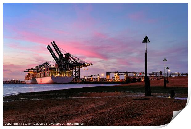OOCL Indonesia Container Ship Loading Harwich Print by Steven Dale