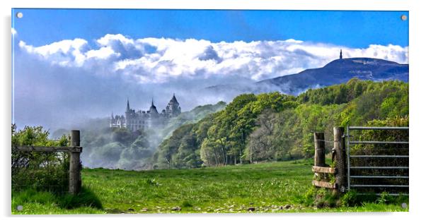 Dunrobin Castle Emerging from the Haar Acrylic by Ian Blezard