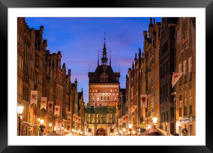 Evening In Old Town Of Gdansk In Poland Framed Mounted Print by Artur Bogacki