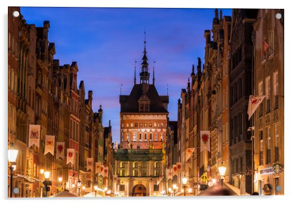 Evening In Old Town Of Gdansk In Poland Acrylic by Artur Bogacki