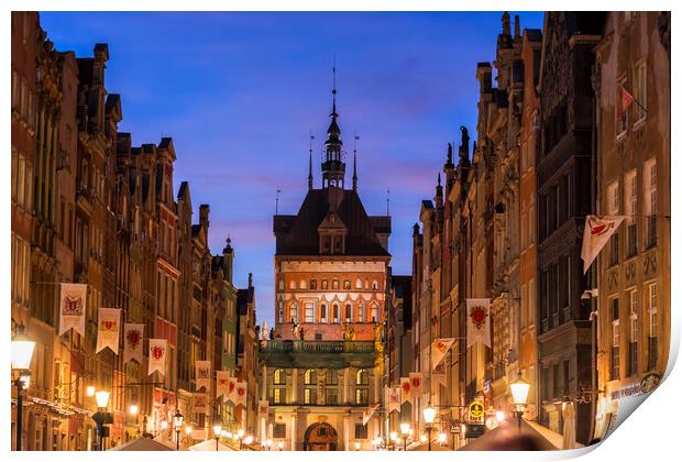 Evening In Old Town Of Gdansk In Poland Print by Artur Bogacki
