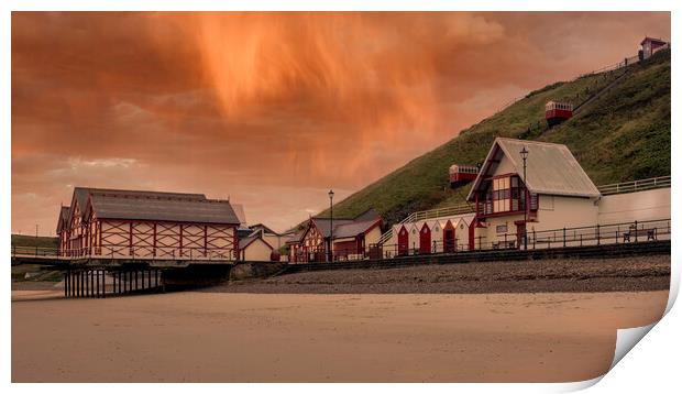 Sunrise and showers: Saltburn by the sea  Print by Tim Hill
