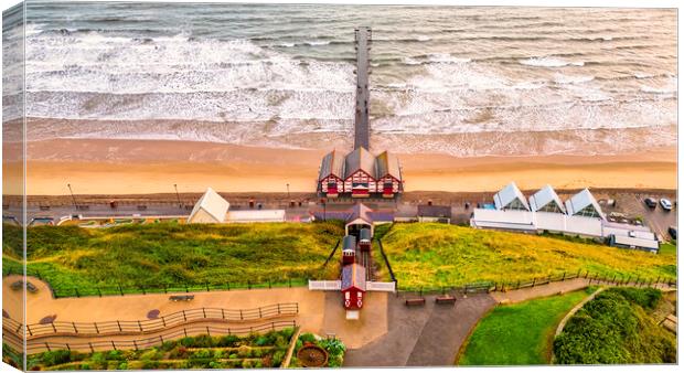 Saltburn Cliff Lift and Pier Canvas Print by Tim Hill