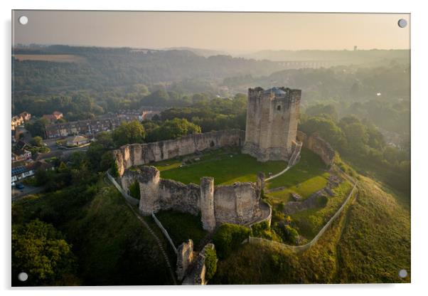 Conisbrough Castle Morning Mist Acrylic by Apollo Aerial Photography