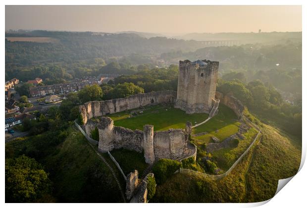 Conisbrough Castle Morning Mist Print by Apollo Aerial Photography