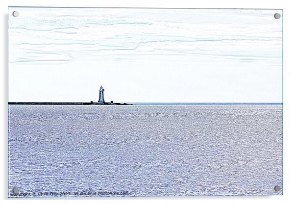 Breakwater Lighthouse arty style Acrylic by Chris Day