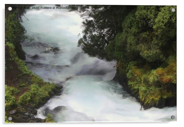 Sahelie falls, Deschutes Wilderness, Acrylic by Arun 