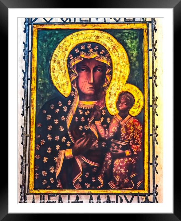 Copy Black Madonna Icon St Mary's Church Gdansk Poland Framed Mounted Print by William Perry