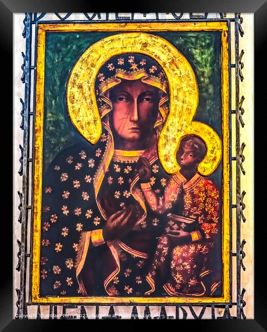 Copy Black Madonna Icon St Mary's Church Gdansk Poland Framed Print by William Perry