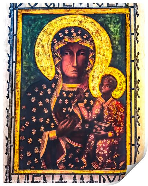 Copy Black Madonna Icon St Mary's Church Gdansk Poland Print by William Perry