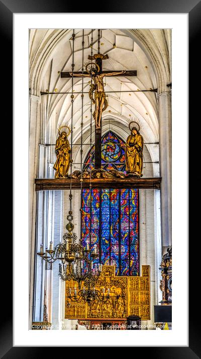 Jesus Christ Crucifixion Statues St Mary's Church Gdansk Poland Framed Mounted Print by William Perry