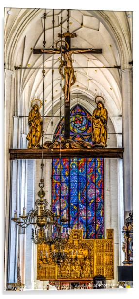Jesus Christ Crucifixion Statues St Mary's Church Gdansk Poland Acrylic by William Perry
