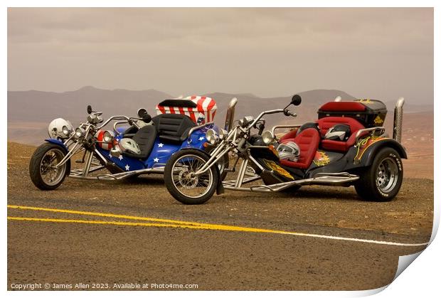 American Chopper Trikes  Motorcycles  Print by James Allen