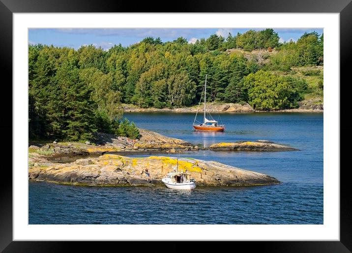 Fjord Sailing in Sweden Framed Mounted Print by Martyn Arnold