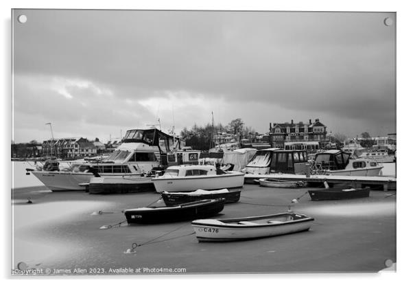 Oulton Broad Lowestoft Suffolk Covered in Snow  Acrylic by James Allen