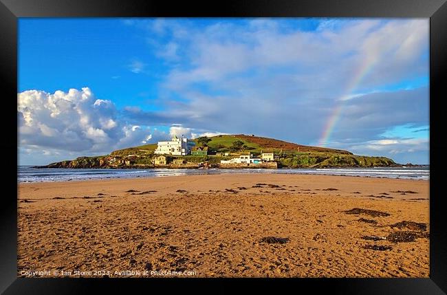 Burgh Island Rainbow  Framed Print by Ian Stone