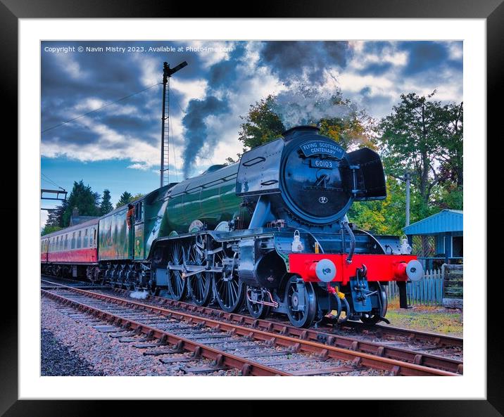 The Flying Scotsman at Boat of Garten  Framed Mounted Print by Navin Mistry