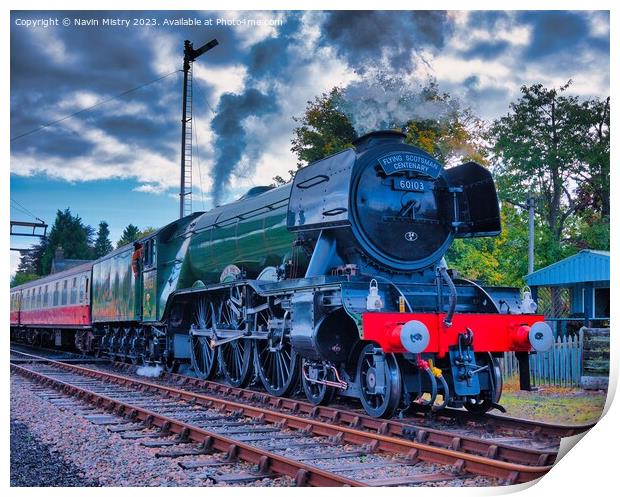 The Flying Scotsman at Boat of Garten  Print by Navin Mistry
