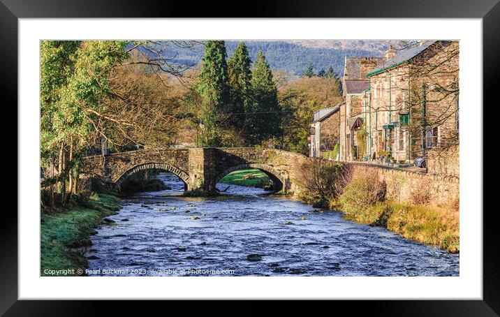 Beddgelert Village Bridge in Snowdonia Framed Mounted Print by Pearl Bucknall