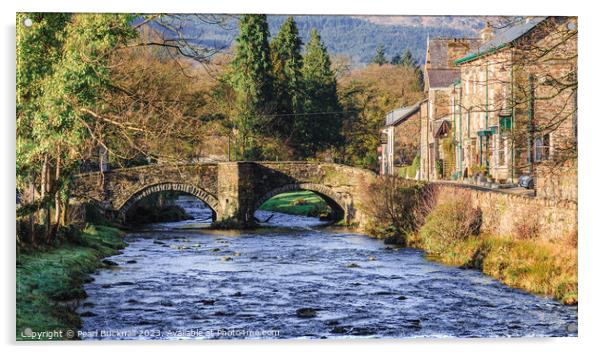 Beddgelert Village Bridge in Snowdonia Acrylic by Pearl Bucknall