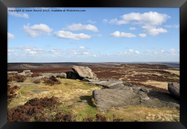 Stanage Edge Landscape Moorland Framed Print by Kevin Round