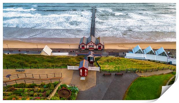 Saltburn Cliff Lift and Pier Print by Tim Hill