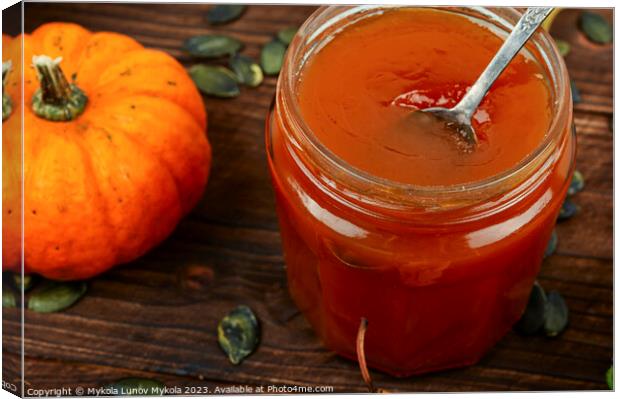 Fragrant autumn pumpkin jam. Canvas Print by Mykola Lunov Mykola